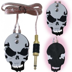 stainless steel skull foot pedal - black eyes