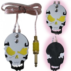 stainless steel skull foot pedal - yellow eyes