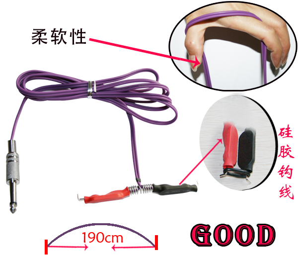 Red Silica Gel Tattoo Clip Cord with 3.5MM Phone Jack