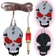 stainless steel skull metal tattoo foot pedal - red eyes